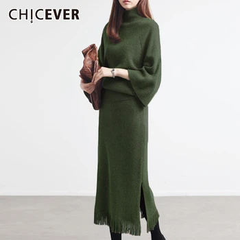 CHICEVER Women's Suits Turtleneck Flare Sleeves Blouse Tassel Side Split Skirt Two Piece Set For Female 2020 Autumn Fashion New
CHICEVER Women's Suits Turtleneck Flare Sleeves Blouse Tassel Side Split Skirt Two Piece Set For Female 2020 Autumn Fashion New