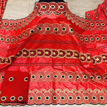 New Rich African Bazin Fabrics 2020 Big Red Color 5 Yards Brode Tissu Bazin With 2 Yards Chiffon Set For Nigerian Party Sewing 
New Rich African Bazin Fabrics 2020 Big Red Color 5 Yards Brode Tissu Bazin With 2 Yards Chiffon Set For Nigerian Party Sewing