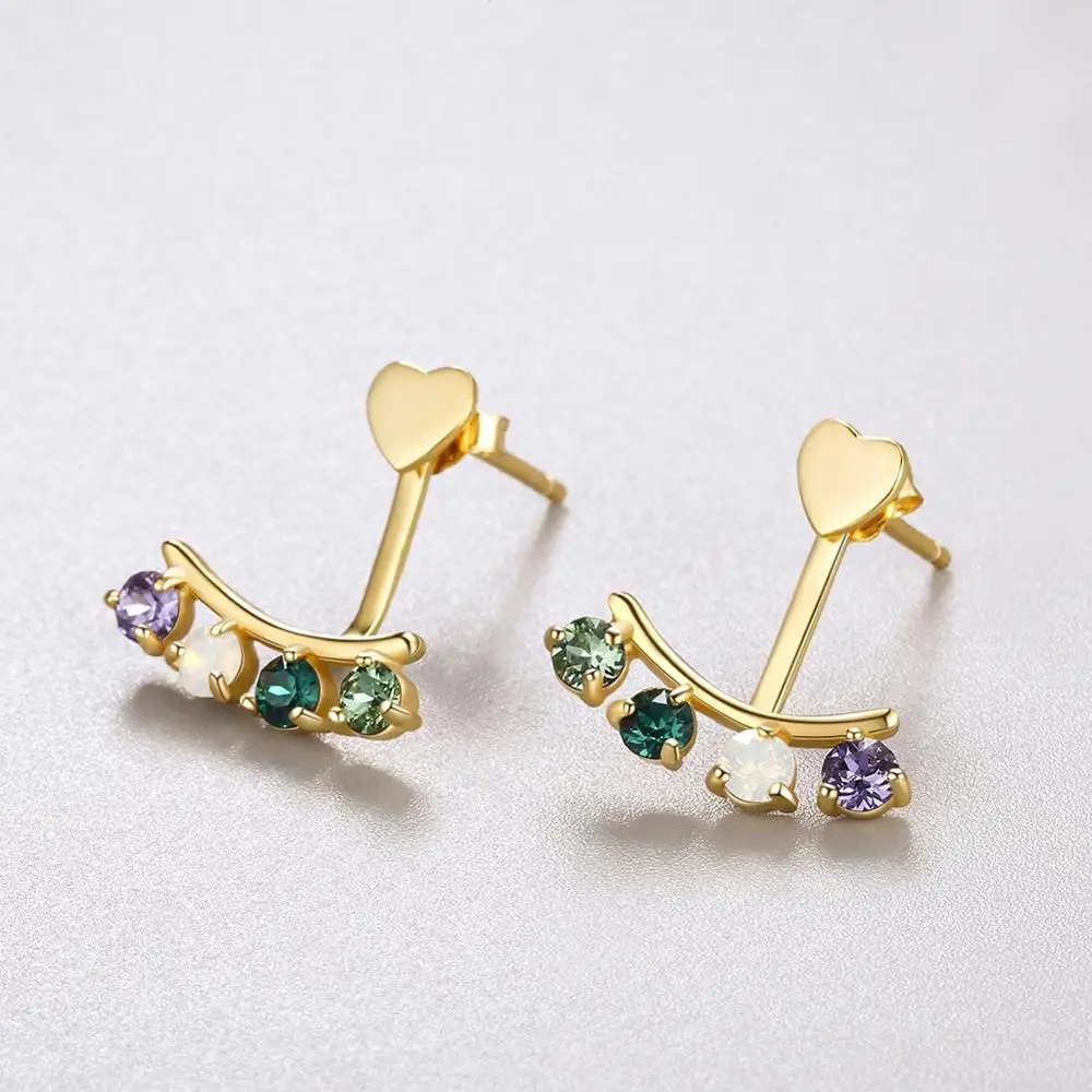 

LEKANI 2020 Crystals From Swarovski Stud Earrings for Women 925 Sterling Silver Studs Christmas Fine Jewelry