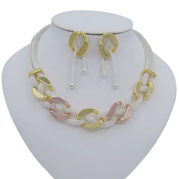 Yulaili New Dubai Gold Jewelry Sets for Women Fashion Weave Necklace Stud Earrings African Nigeria Bridal Wedding Jewellery 
Yulaili New Dubai Gold Jewelry Sets for Women Fashion Weave Necklace Stud Earrings African Nigeria Bridal Wedding Jewellery