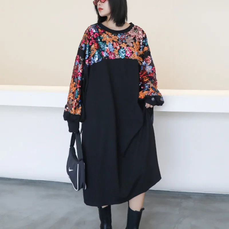 XUXI Splicing Sequined Women Sexy Dress Fashion Large Size Mid-Calf Loose Long Sleeves A-Line Dresses Autumn 2020 FZ2975
XUXI Splicing Sequined Women Sexy Dress Fashion Large Size Mid-Calf Loose Long Sleeves A-Line Dresses Autumn 2020 FZ2975