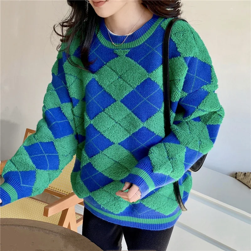 21300 Autumn Winter Women Sweater Fashion Casual All-Match O-Neck Long Sleeve Thicken Warm Shaggy Argyle Knitted Pullover Female
21300 Autumn Winter Women Sweater Fashion Casual All-Match O-Neck Long Sleeve Thicken Warm Shaggy Argyle Knitted Pullover Female