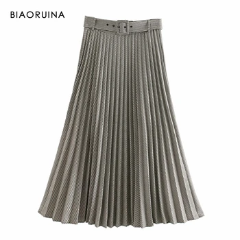 BIAORUINA Women's Swallow Gird High Waist Pleated Skirt with Belt Ladies Elegant All-match Ankle-Length Skirt Streetwear
BIAORUINA Women's Swallow Gird High Waist Pleated Skirt with Belt Ladies Elegant All-match Ankle-Length Skirt Streetwear