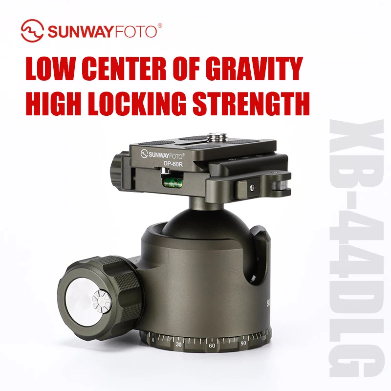 

SUNWAYFOTO XB-44DLG 44mm Ballhead Low Profile Camera Mount for Tripod with Arca-Swiss Quick Release Plate Army Green