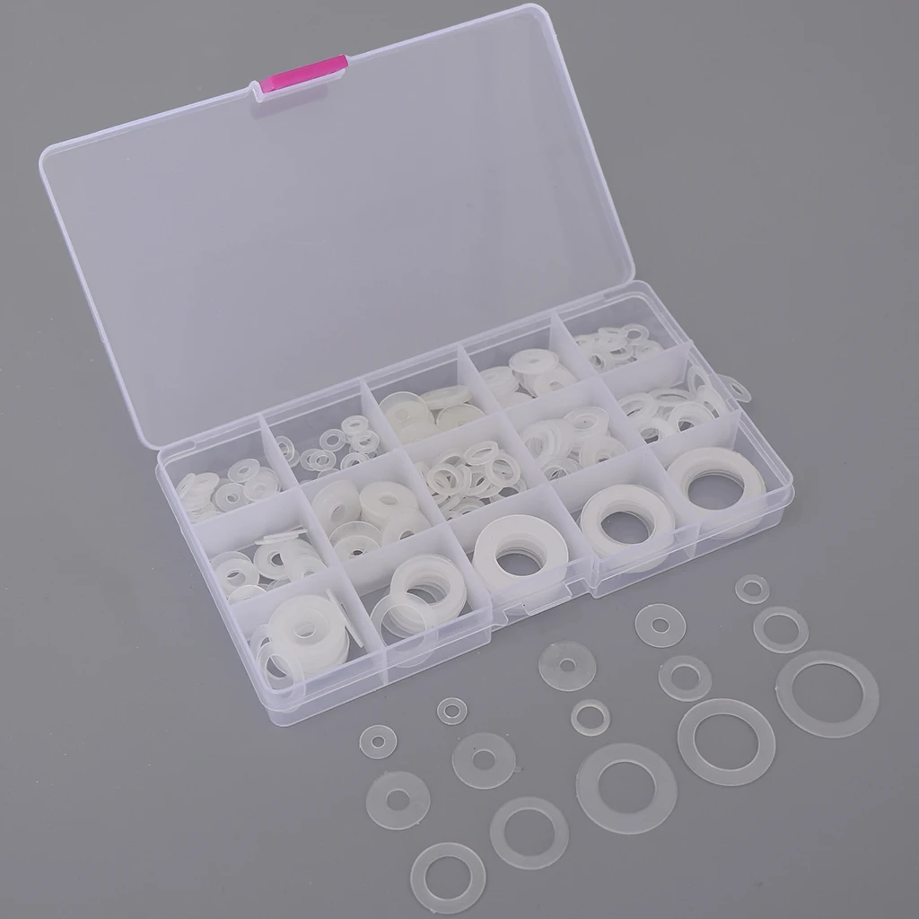 250pcs Seal O-ring Set White Nylon Washer Assortment F/Hydraulic Plumbing 250pcs Seal O-ring Set White Nylon Washer Assortment F/Hydraulic Plumbing