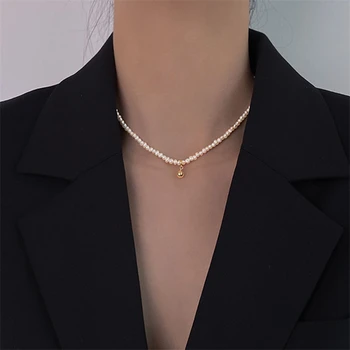 

Natural Freshwater Pearls 925 Silver Necklace Jewelry Minimalism Pendants Chocker Kolye Vintage Collier Bijoux Collares Necklace