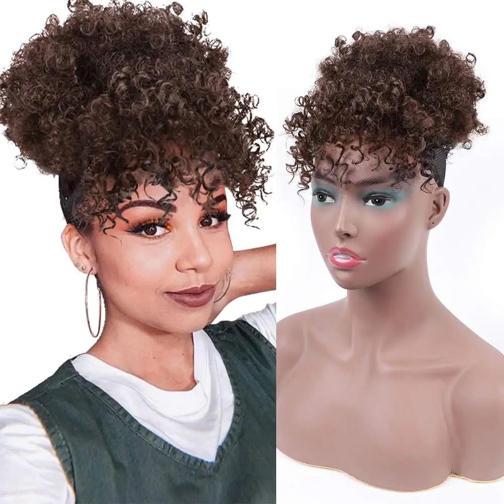 Kong&Li Postiche afro Puff Curly Chignon Drawstring Ponytail With Bangs Trailed Hair Bun Clip Synthetic African Hair Extension
Kong&Li Postiche afro Puff Curly Chignon Drawstring Ponytail With Bangs Trailed Hair Bun Clip Synthetic African Hair Extension