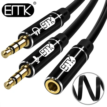EMK 3.5mm Microphone Audio cable 1 Female to 2 Male Headphone splitter cable computer mic aux cable Y adapter for headset to PC
EMK 3.5mm Microphone Audio cable 1 Female to 2 Male Headphone splitter cable computer mic aux cable Y adapter for headset to PC
