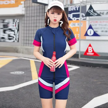 Two Piece set Women's UPF 50+ Zip Front Short Sleeve Rashguard Swimsuit Top & Bottom Padded Swimwear Color Block Sun Surf Suits
Two Piece set Women's UPF 50+ Zip Front Short Sleeve Rashguard Swimsuit Top & Bottom Padded Swimwear Color Block Sun Surf Suits