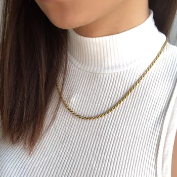 Gold Color Titanium steel Twist Chain Men and Women Necklace
Gold Color Titanium steel Twist Chain Men and Women Necklace