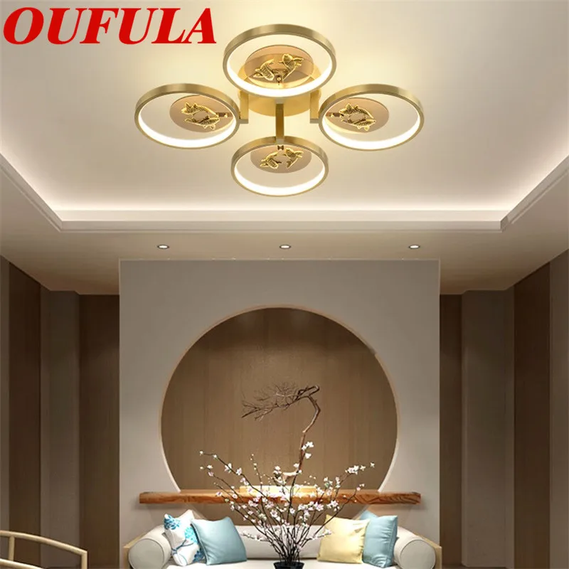 Фото Медный потолочный светильник OUFULA для гостиной столовой спальни | Освещение