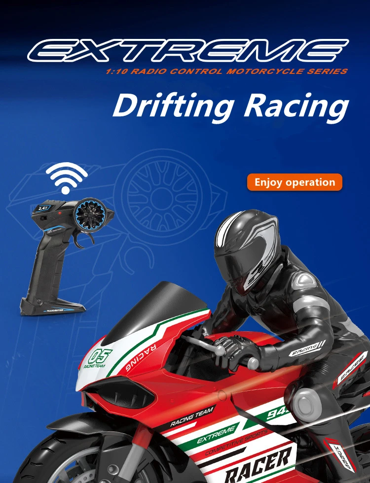 La más nueva motocicleta RC de alta velocidad de 25 KM/H de alta simulación 2,4G Control remoto motocicleta de bicicleta de deriva con motores de alta potencia La más nueva motocicleta RC de alta velocidad de 25 KM/H de alta simulación 2,4G Control remoto motocicleta de bicicleta de deriva con motores de alta potencia