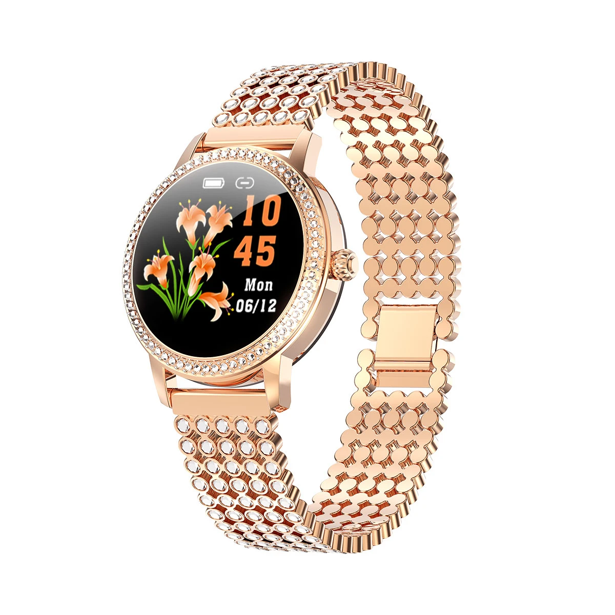 Фото Смарт-часы с бриллиантами 2020 женские милые стальные часы IP68 водонепроницаемый