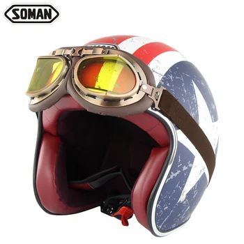 Motorcycle Retro Vintage Helmets with Face Mask Goggles Open Face Helmet Dot 3/4 Helmet Motorcycle Motorbike Helmet
Motorcycle Retro Vintage Helmets with Face Mask Goggles Open Face Helmet Dot 3/4 Helmet Motorcycle Motorbike Helmet