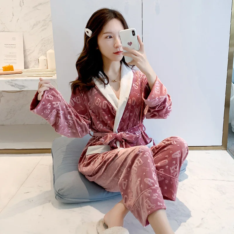 Women Pajamas Suit Velour 2PCS Sleepwear Nightwear Autumn Winter New Sleep Set Shirt&Pants Casual Intimate Lingerie Nightgown 
Women Pajamas Suit Velour 2PCS Sleepwear Nightwear Autumn Winter New Sleep Set Shirt&Pants Casual Intimate Lingerie Nightgown