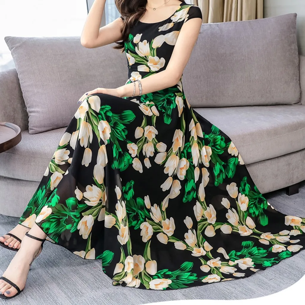 Women Floral Dress Ladies Summer Elegant O-Neck Short Sleeve Loose Printing Dress Female Casual Fashion Sun Dresses Falda
Women Floral Dress Ladies Summer Elegant O-Neck Short Sleeve Loose Printing Dress Female Casual Fashion Sun Dresses Falda