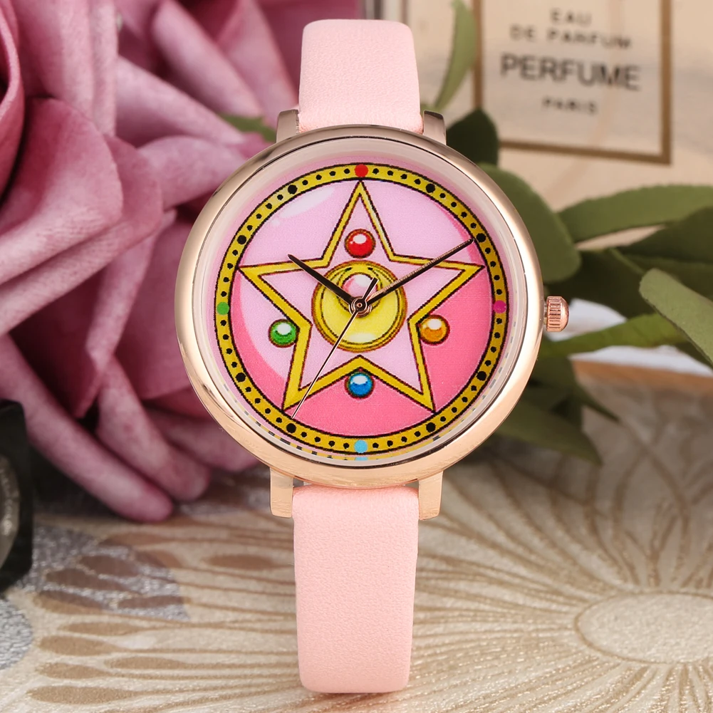 

Fashion Women Watches Romantic Rose Gold Ladies Wrist Watch Sailor Moon Style Girls Bangle Quartz Clock Dropshipping reloj mujer