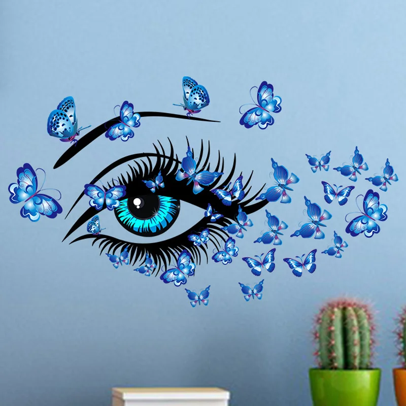 Синие Красивые глаза и фотообои для гостиной|Наклейки на стену| |