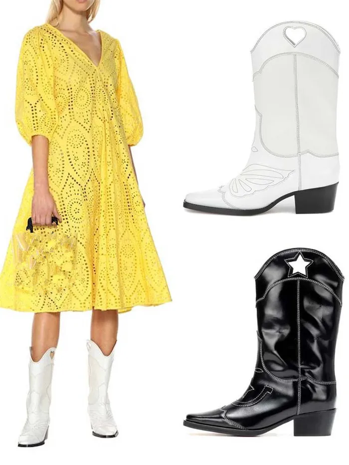Autumn Winter Newest Women Black White Leather Boots Low Heel Embroidery Mid-calf Boats Slip on Chelsea Women Booties
Autumn Winter Newest Women Black White Leather Boots Low Heel Embroidery Mid-calf Boats Slip on Chelsea Women Booties