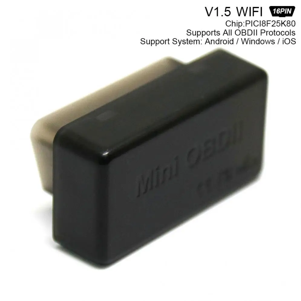 ELM327 WIFI V1.5 PICI8F25K80 Super Mini Scanner Wireless Interface Auto Code Readers Diagnostic Tool OBDII Protocols
ELM327 WIFI V1.5 PICI8F25K80 Super Mini Scanner Wireless Interface Auto Code Readers Diagnostic Tool OBDII Protocols