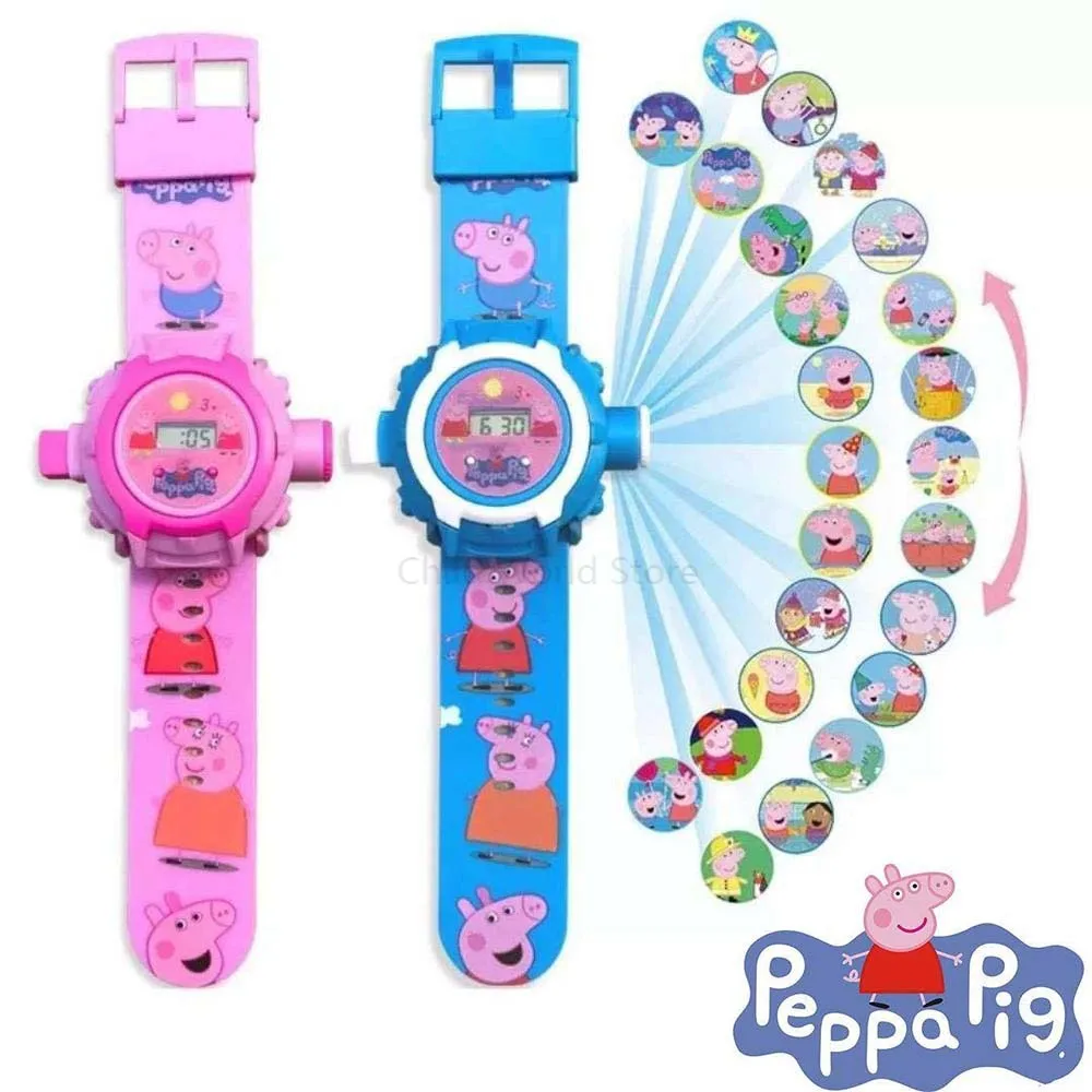 

2020 Peppa Pig Toys Set 3D Projection Watch Action Figure Birthday Anime Figure Patrulla Canina Toy Gift