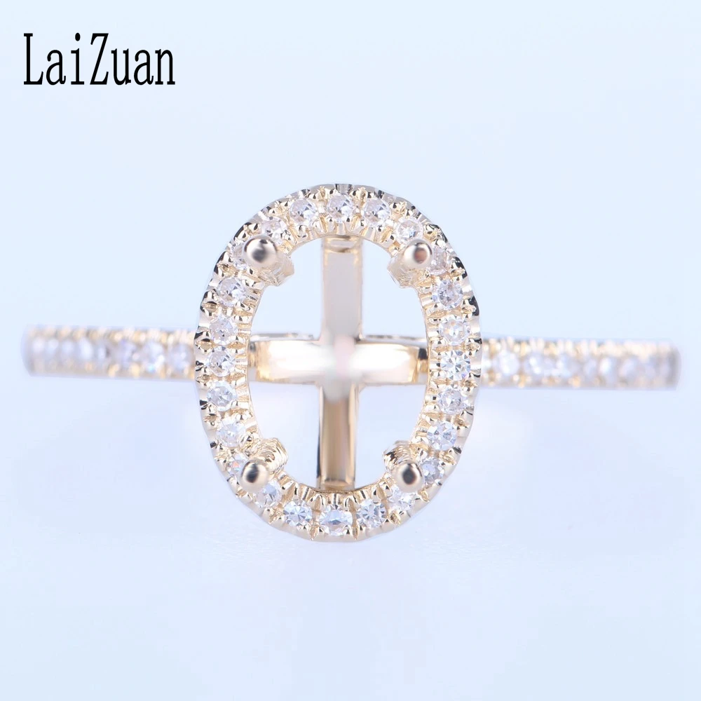 

LaiZuan Oval 7.5x5mm Solid 14k Yellow Gold Women Trendy Fine Jewelry SI/H Natural Diamonds Engagement Semi Mount Ring Setting