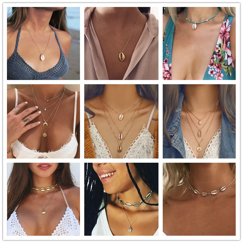 Fashion Bohemian Multilayer Ocean Seashell Beach Pendants Necklace Women Fashion Gold Color Beach Shell Chain Necklace Jewelry
Fashion Bohemian Multilayer Ocean Seashell Beach Pendants Necklace Women Fashion Gold Color Beach Shell Chain Necklace Jewelry