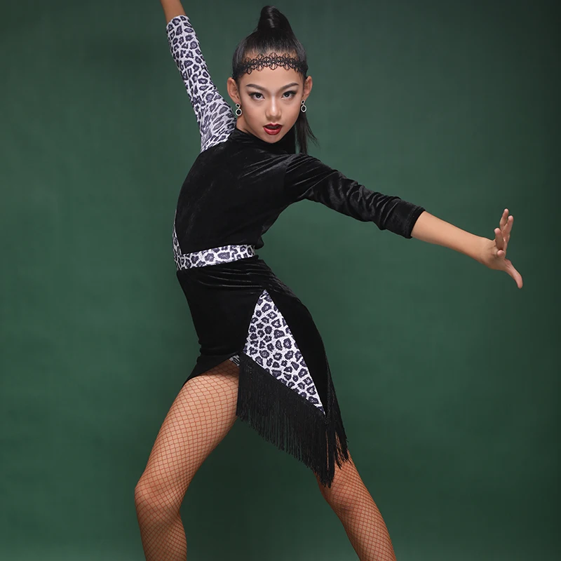 2023 Girls Latin Dance Costumes Black Leopard Long Sleeve Practice Clothes Cha Cha Rumba Samba Tango Latin Dance Dress DQS6379
2023 Girls Latin Dance Costumes Black Leopard Long Sleeve Practice Clothes Cha Cha Rumba Samba Tango Latin Dance Dress DQS6379