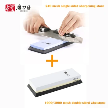 240 mesh white corundum single-faced sharpening stone and 1000/3000 high mesh sharpening knife sharpener-T7024W+TG6310
240 mesh white corundum single-faced sharpening stone and 1000/3000 high mesh sharpening knife sharpener-T7024W+TG6310