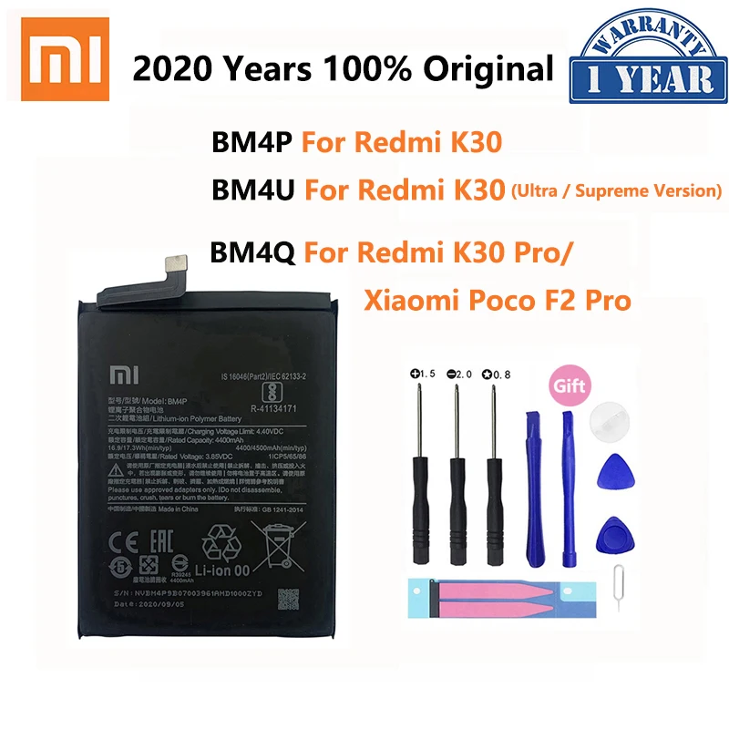 Аккумулятор XIAO MI BM4P BM4U BM4Q для телефона Xiaomi Redmi K30 Pro K30Pro аккумуляторы Poco F2 100%