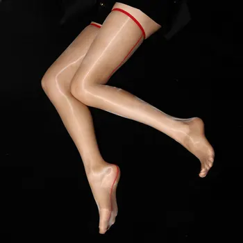 

Sexy Women 1D Oil Shinny Backline Stockings Sheer Gloosy HIgh Stockings See Through Thigh Stockings Sexy Tight Lingerie F10