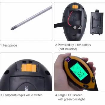 Four-in-One Soil Tester Electronic Soil PH Tester Light Digital Display Temperature and Humidity Meter Hotselling High Quality
Four-in-One Soil Tester Electronic Soil PH Tester Light Digital Display Temperature and Humidity Meter Hotselling High Quality