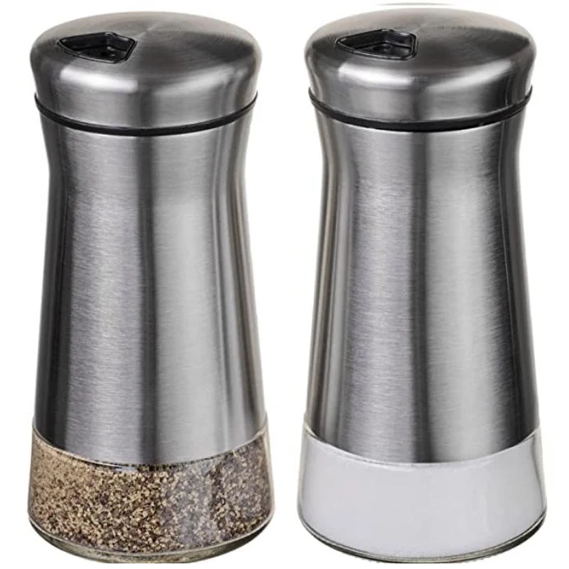 Salt and Pepper Shakers - Spice Dispenser with Adjustable Pour Holes - Stainless Steel & Glass -Set of 2 Bottles
Salt and Pepper Shakers - Spice Dispenser with Adjustable Pour Holes - Stainless Steel & Glass -Set of 2 Bottles