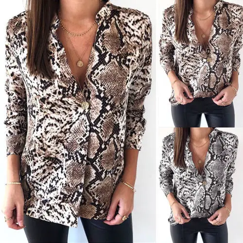 2020 New Newly Women Snake Print Shirt Tops Long Sleeve Python skin Printed Casual Loose V-Neck Shirt Ladies Blouses Tops
2020 New Newly Women Snake Print Shirt Tops Long Sleeve Python skin Printed Casual Loose V-Neck Shirt Ladies Blouses Tops