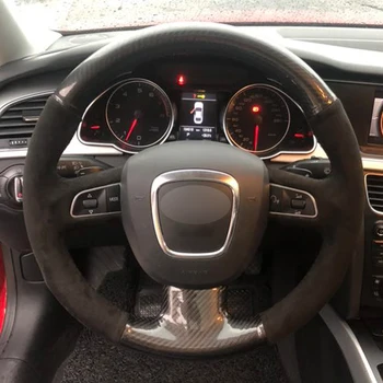 Carbon Fiber Leather Black Suede Car Steering Wheel Cover for Audi A3 (8P) 2008-2013 A4 (B8) 2008-2010 A5 2008-2010 
Carbon Fiber Leather Black Suede Car Steering Wheel Cover for Audi A3 (8P) 2008-2013 A4 (B8) 2008-2010 A5 2008-2010