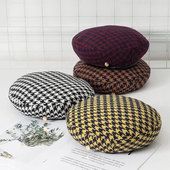 Plaid Beret Hats For Women Ladies French Artist Beret Adjustable Rope Caps Fashion Female Houndstooth Beret Winter Autumn Hats
Plaid Beret Hats For Women Ladies French Artist Beret Adjustable Rope Caps Fashion Female Houndstooth Beret Winter Autumn Hats