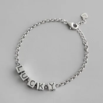925 Sterling Silver Kehribar Women Bracelet Lucky English Letters Geometric Squares Female With Chains Bracelets Jewelry
925 Sterling Silver Kehribar Women Bracelet Lucky English Letters Geometric Squares Female With Chains Bracelets Jewelry