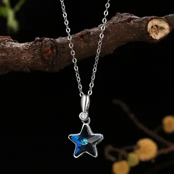 LEKANI Blue Crystals From Swarovski Necklace 925 Sterling Silver Classic Necklace Shape Star Pendant Wedding Jewelry Gifts
LEKANI Blue Crystals From Swarovski Necklace 925 Sterling Silver Classic Necklace Shape Star Pendant Wedding Jewelry Gifts