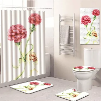 Flower & Pattern Shower Curtain Bathroom Mat Toilet Cover Mat Non-Slip Kitchen Pad Five-Piece Carpet
Flower & Pattern Shower Curtain Bathroom Mat Toilet Cover Mat Non-Slip Kitchen Pad Five-Piece Carpet