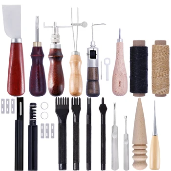 LMDZ Leather Craft Tools Kit Hand Sewing Stitching Punch Carving Work Saddle Set Professional Leather craft Accessories
LMDZ Leather Craft Tools Kit Hand Sewing Stitching Punch Carving Work Saddle Set Professional Leather craft Accessories