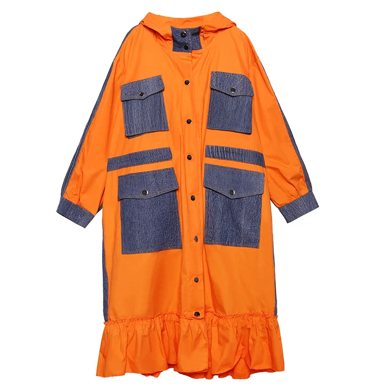 Fire Jean Jacket Women Denim Hooded Long Coat Plus Size Colour Block Outwear Patchwork Ruched Hem Big Pockets 2020 Spring Autumn
Fire Jean Jacket Women Denim Hooded Long Coat Plus Size Colour Block Outwear Patchwork Ruched Hem Big Pockets 2020 Spring Autumn