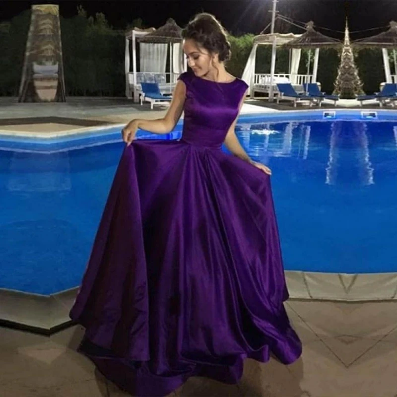 2020 Cheap Simple Purple Long Evening Dresses A Line Scoop Neck Satin Open Back Elegant Evening Party Gowns
2020 Cheap Simple Purple Long Evening Dresses A Line Scoop Neck Satin Open Back Elegant Evening Party Gowns