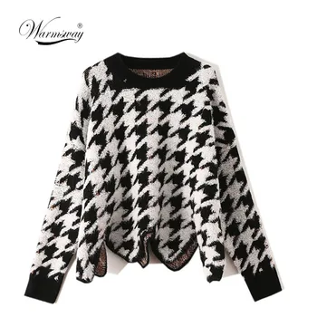2020 Fall winter New Arrival Plus size Women Sweater Vintage O Neck Houndstooth Irregular Wavy Pattern Knitted Pullover C-148
2020 Fall winter New Arrival Plus size Women Sweater Vintage O Neck Houndstooth Irregular Wavy Pattern Knitted Pullover C-148