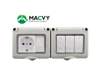 MACVY Outdoor Socket Box Waterproof Switch Socket European Union Standard IP55 Level 4 Switch 1 Socket Panel 250V 
MACVY Outdoor Socket Box Waterproof Switch Socket European Union Standard IP55 Level 4 Switch 1 Socket Panel 250V