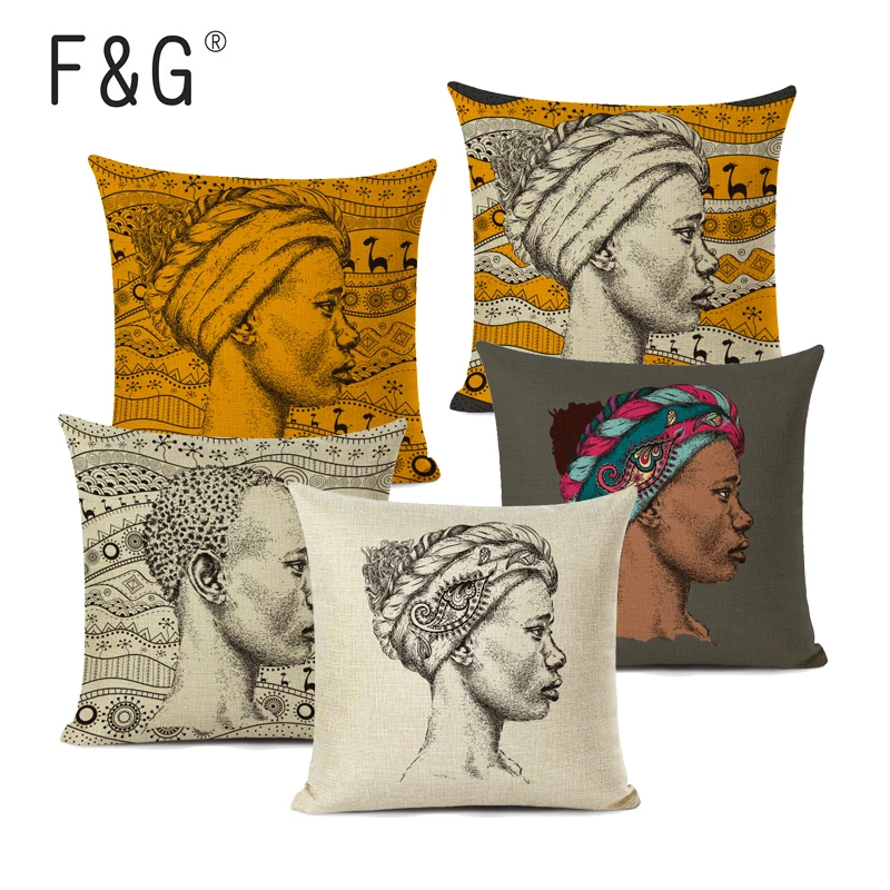 African Style Cushion Cover African Woman Wearing Headscarf Decorative Pillow Case Linen Throw Pillow for Home Decor
African Style Cushion Cover African Woman Wearing Headscarf Decorative Pillow Case Linen Throw Pillow for Home Decor