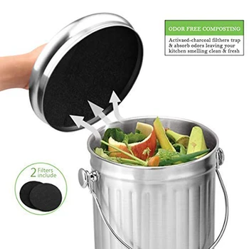 Compost Bin, Peel Bucket for Home Kitchen, Odorless Compost Bucket for Kitchen Food Waste, with Handle and 2 Charcoal Filters, 5
Compost Bin, Peel Bucket for Home Kitchen, Odorless Compost Bucket for Kitchen Food Waste, with Handle and 2 Charcoal Filters, 5