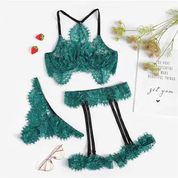 3PC New Sexy Women Silk Satin Lace Underwear Brassiere Set Seamless Wireless Lingerie With Thong Panty Garter Set Sleepwear S-XL
3PC New Sexy Women Silk Satin Lace Underwear Brassiere Set Seamless Wireless Lingerie With Thong Panty Garter Set Sleepwear S-XL