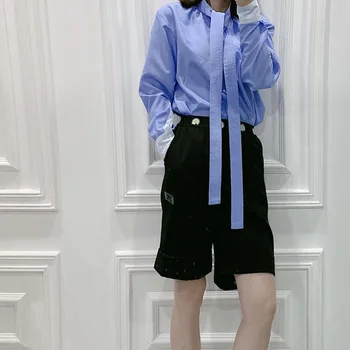 Autumn Womens Color Patchwork OL Blouse long Sleeve Loose Casual Lace-up Collar Lady Office Wear Shirt and top buttons 2020 New 
Autumn Womens Color Patchwork OL Blouse long Sleeve Loose Casual Lace-up Collar Lady Office Wear Shirt and top buttons 2020 New