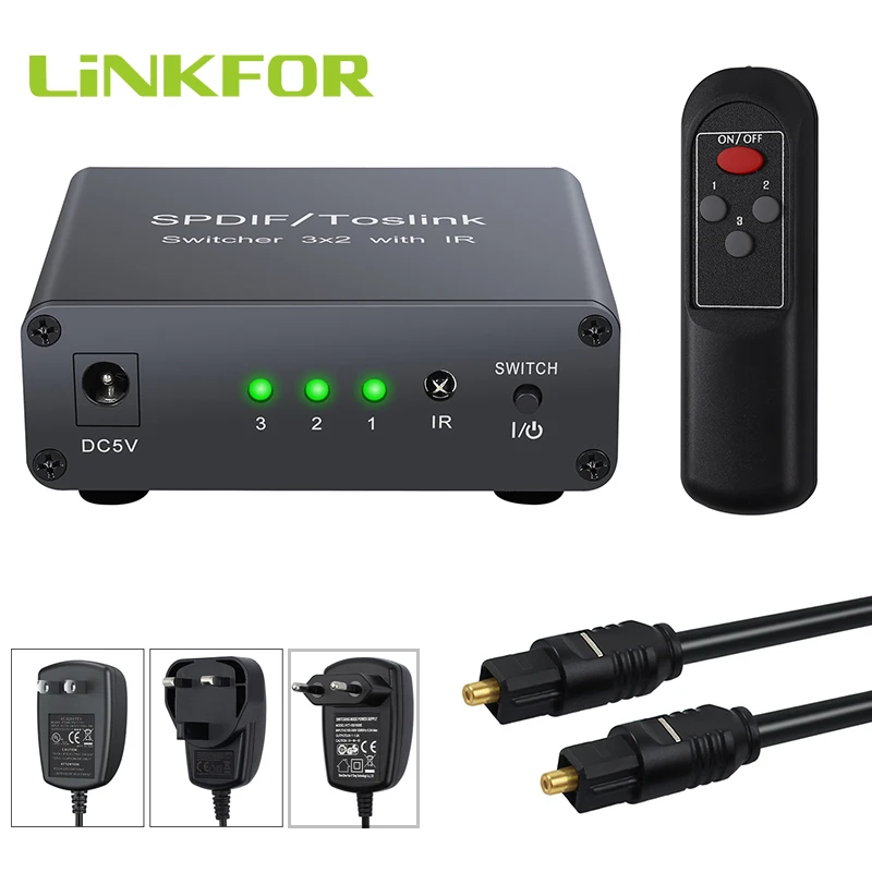 Оптический переключатель LiNKFOR 3 в 2 выхода разветвитель цифрового аудио порта Spdif