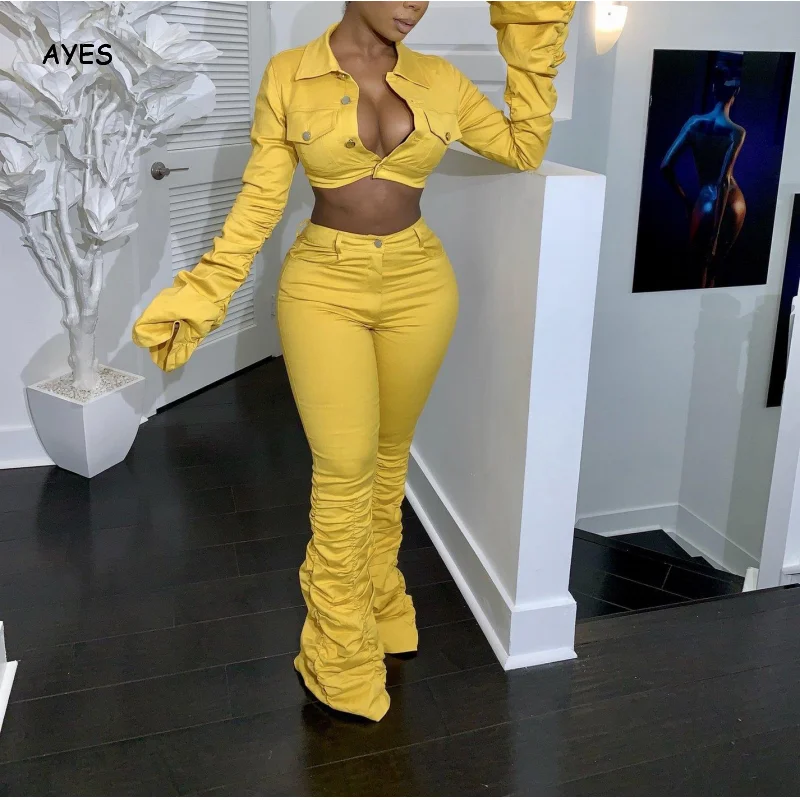 Women Fashion Sets Long Sleeve Crop Top Jacket+Pleated Long Pants Set Streetwear Clubwear 2 Two Piece Suit Lady Solid Clothes
Women Fashion Sets Long Sleeve Crop Top Jacket+Pleated Long Pants Set Streetwear Clubwear 2 Two Piece Suit Lady Solid Clothes